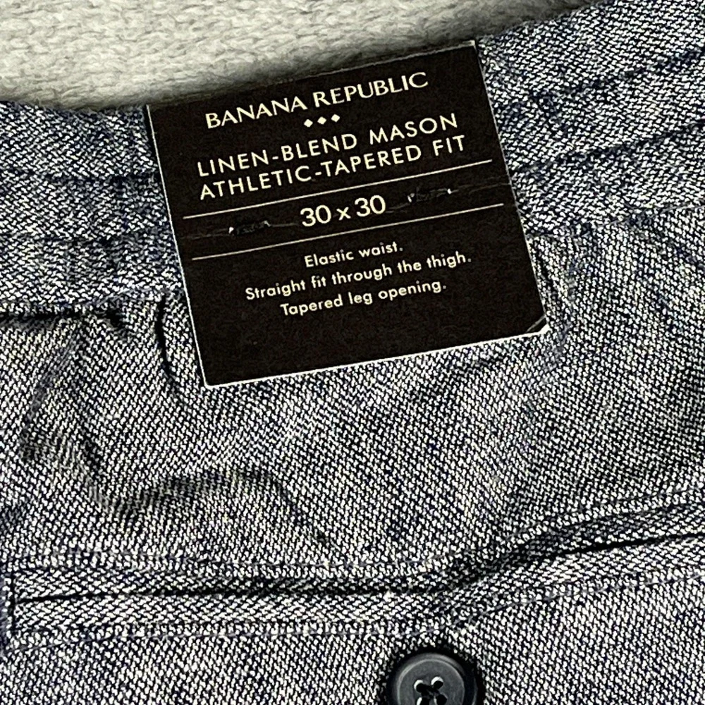 Banana Republic Mason Athletic Tapered Fit Pants Mens 30x30 Gray Linen Blend